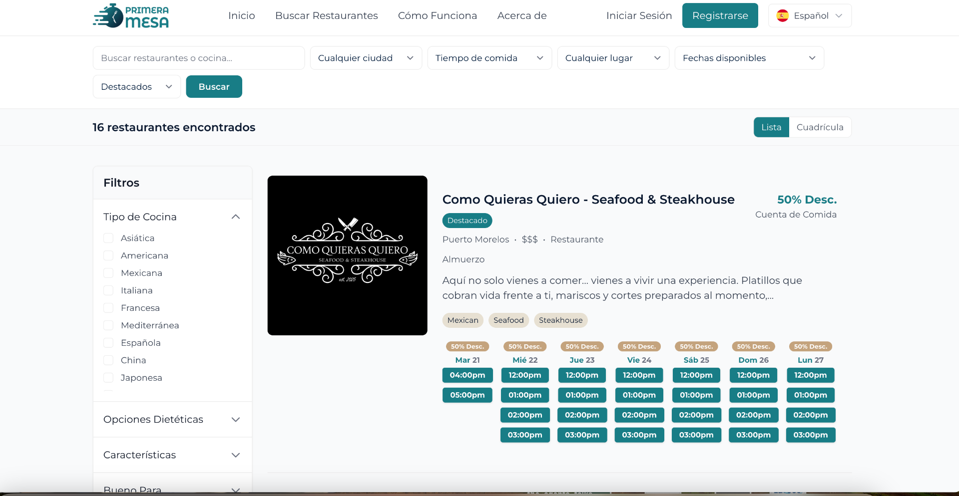 Primera Mesa website preview